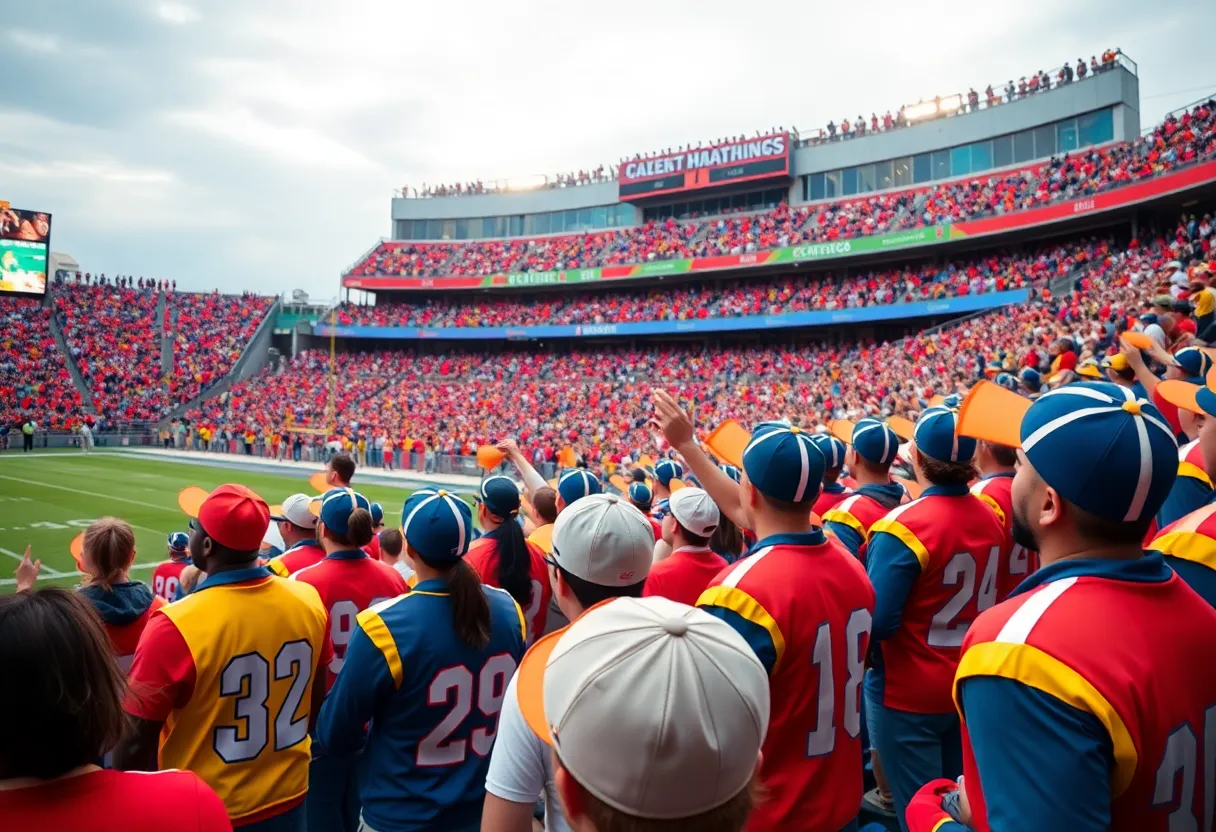 Fans in throwback uniforms at the Atlanta Falcons game