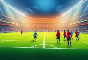 Illustration of Atlanta Falcons players warming up on the field.