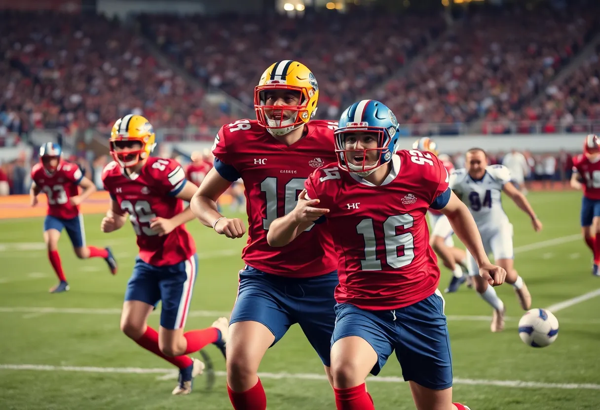 Atlanta Falcons players celebrating a touchdown during the game against Washington Commanders.
