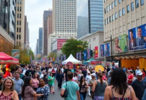 Vibrant festivals in Atlanta with people enjoying parades and live music.