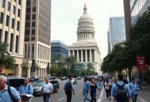 City view of Atlanta showing federal buildings and workers affected by government shutdown