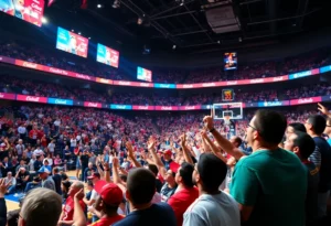 Fans supporting the Atlanta Hawks during the NBA season.