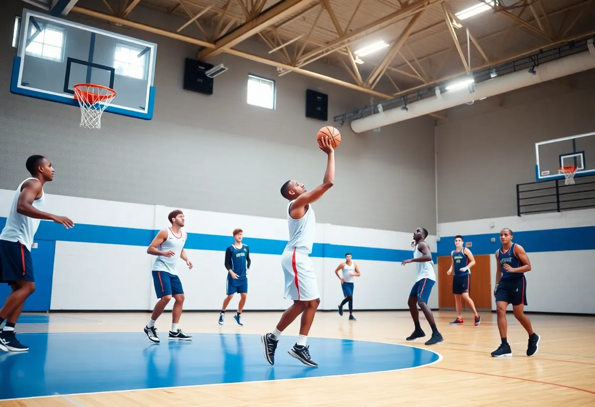 Players training during Hawks training camp