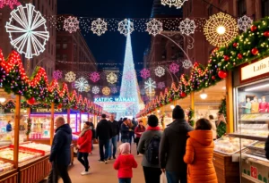 Families enjoying free holiday activities in Atlanta