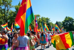 Colorful parade at Atlanta Pride Festival