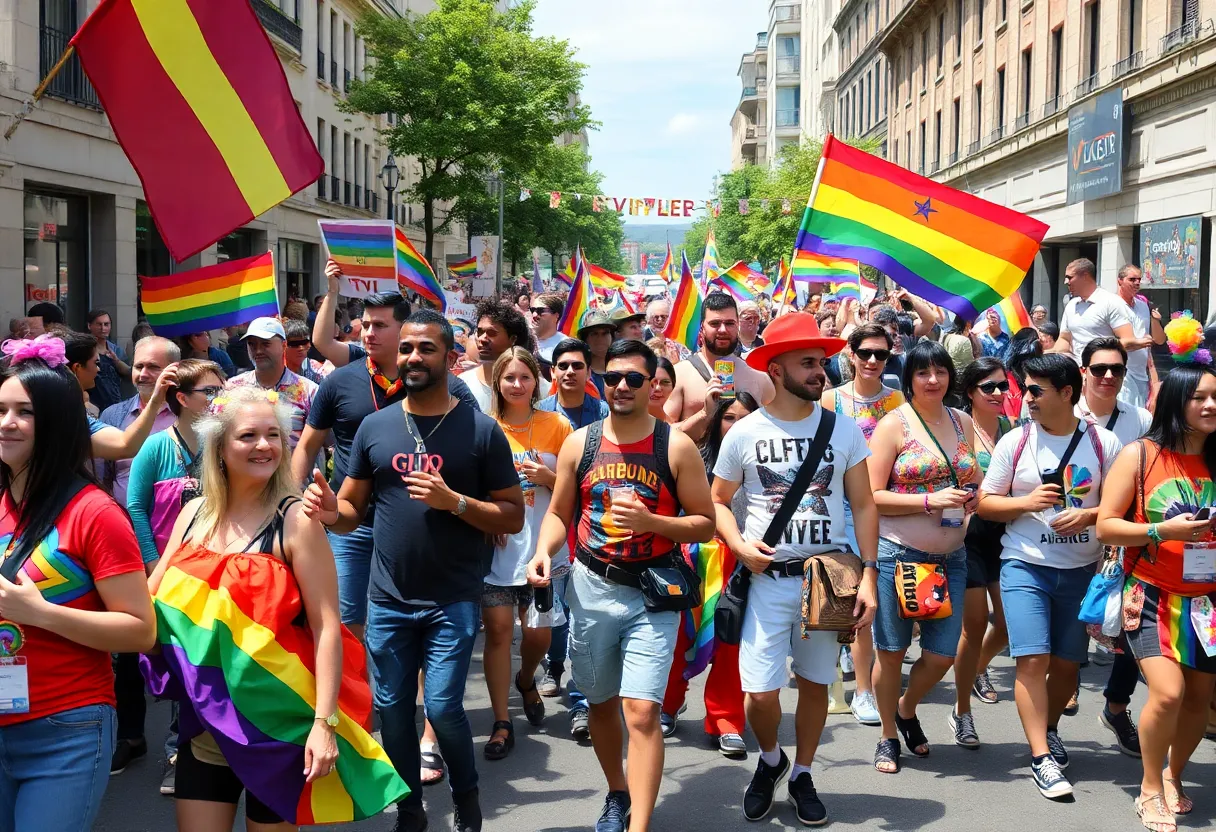 Festive crowd celebrating at the Atlanta Pride Parade