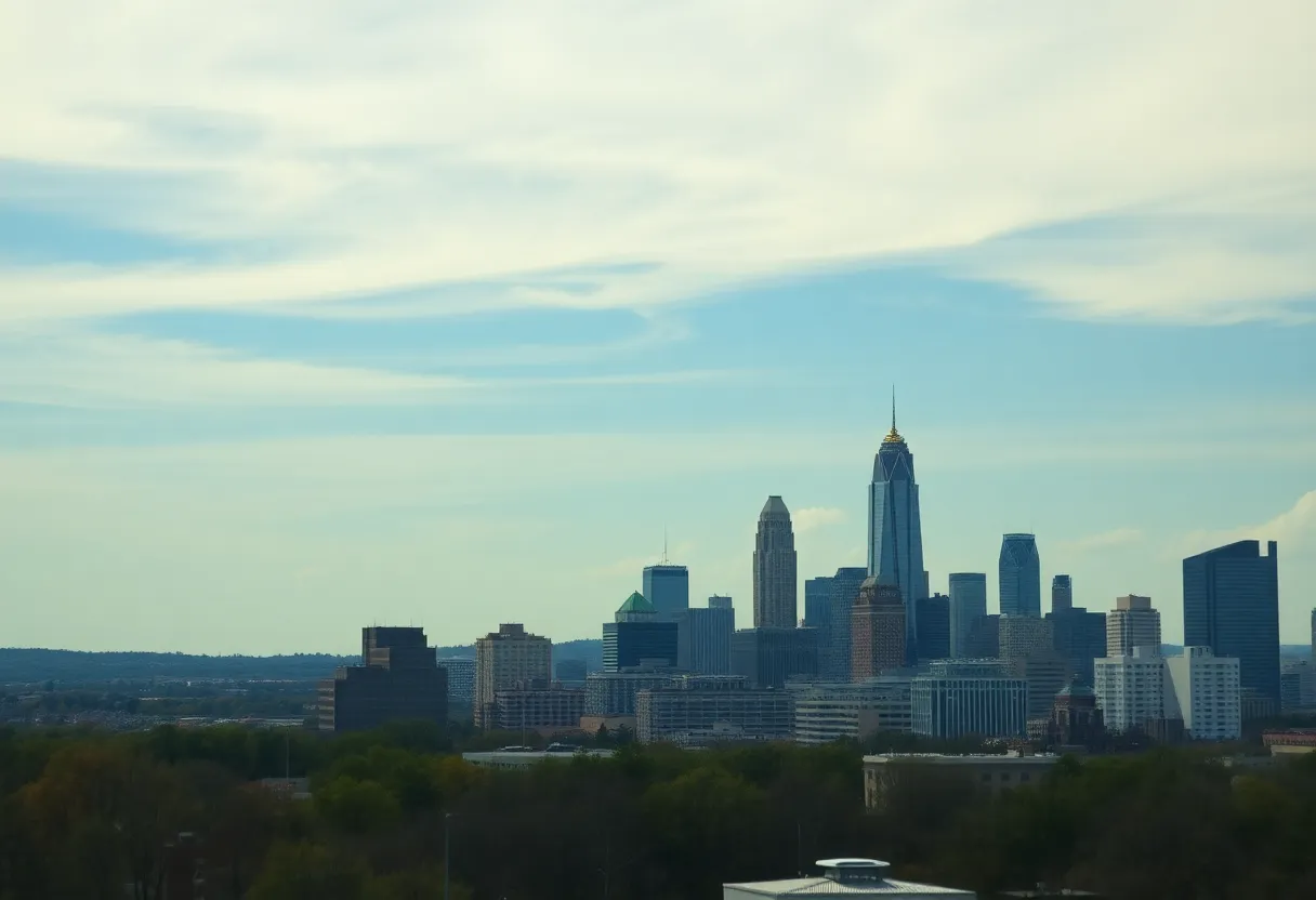 Atlanta skyline showing weather changes from clear to cloudy