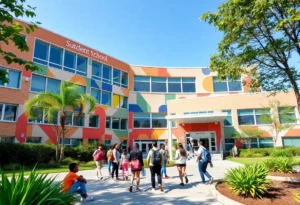 Modern Atlanta school building representing APS Forward 2040 initiative
