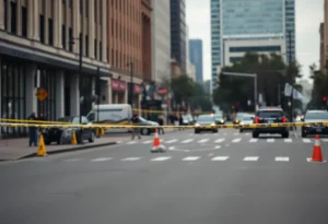 Crime scene with police investigation in Atlanta.