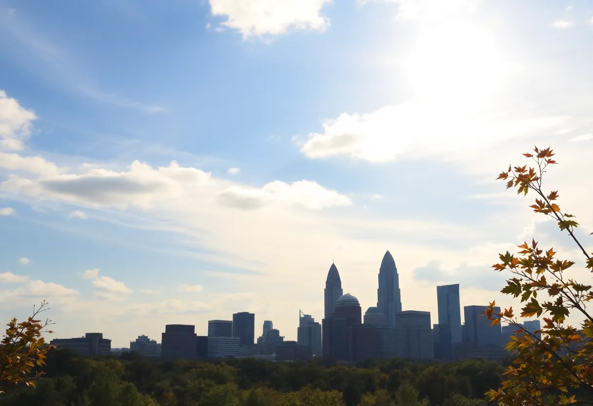 Skyline of Atlanta under partly sunny skies