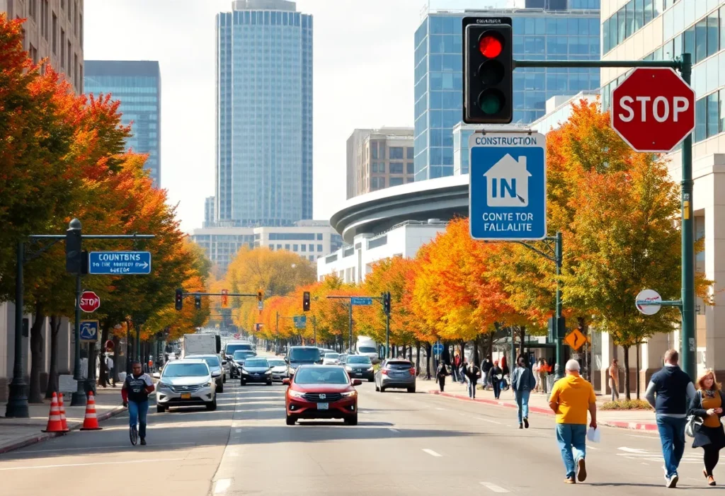 Atlanta construction traffic with fans heading to a football game