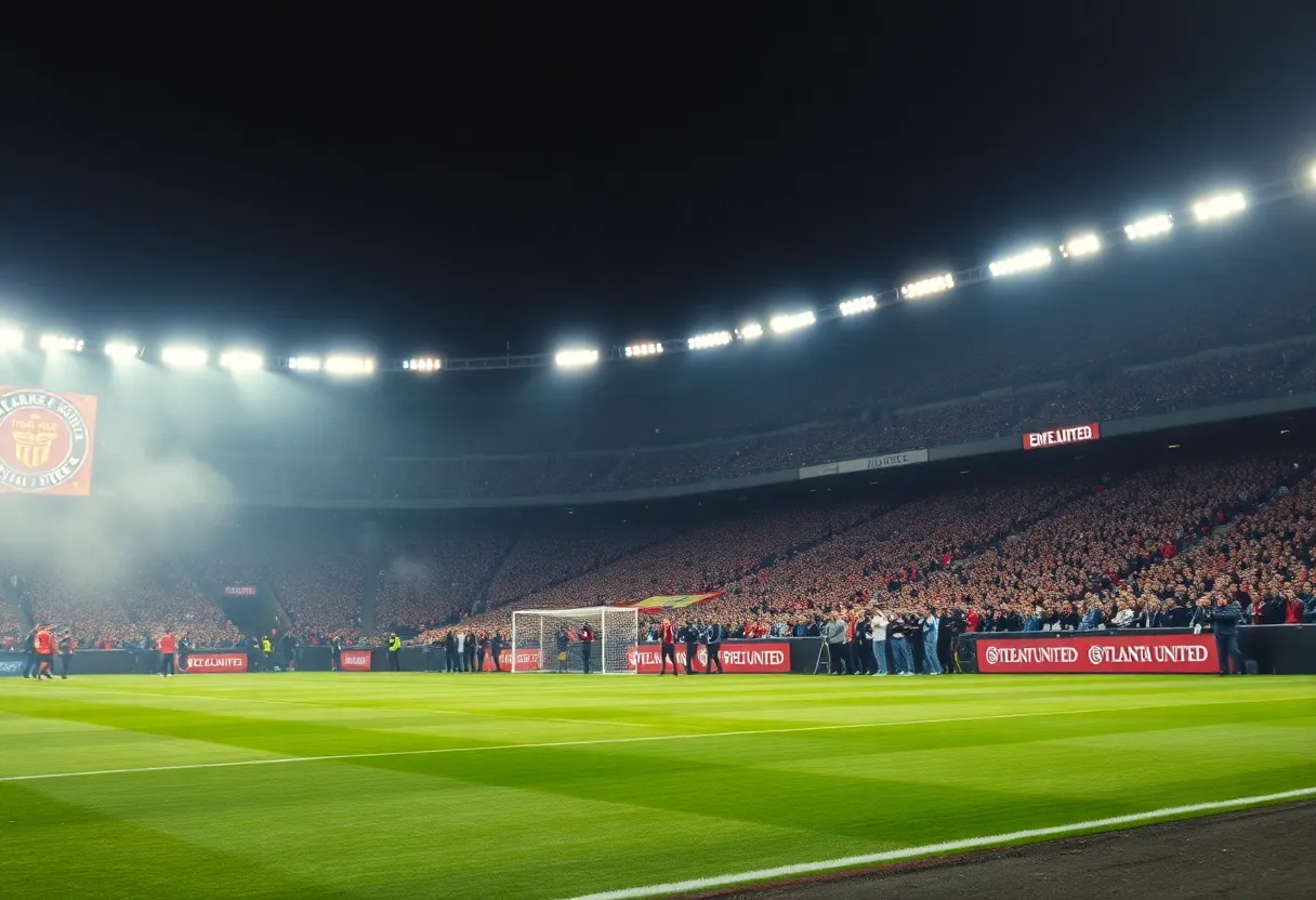 Atlanta United soccer fans cheering in the stadium