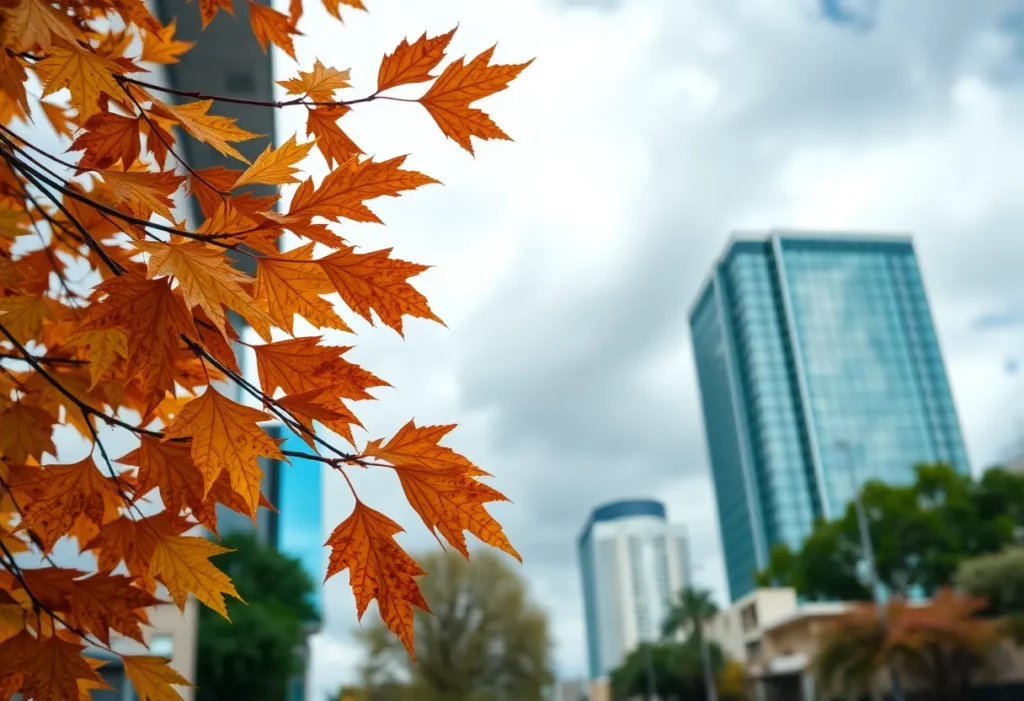 Weather forecast showing rain and autumn in Atlanta