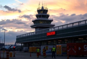 Hartsfield-Jackson Atlanta Airport control tower during ground stop.