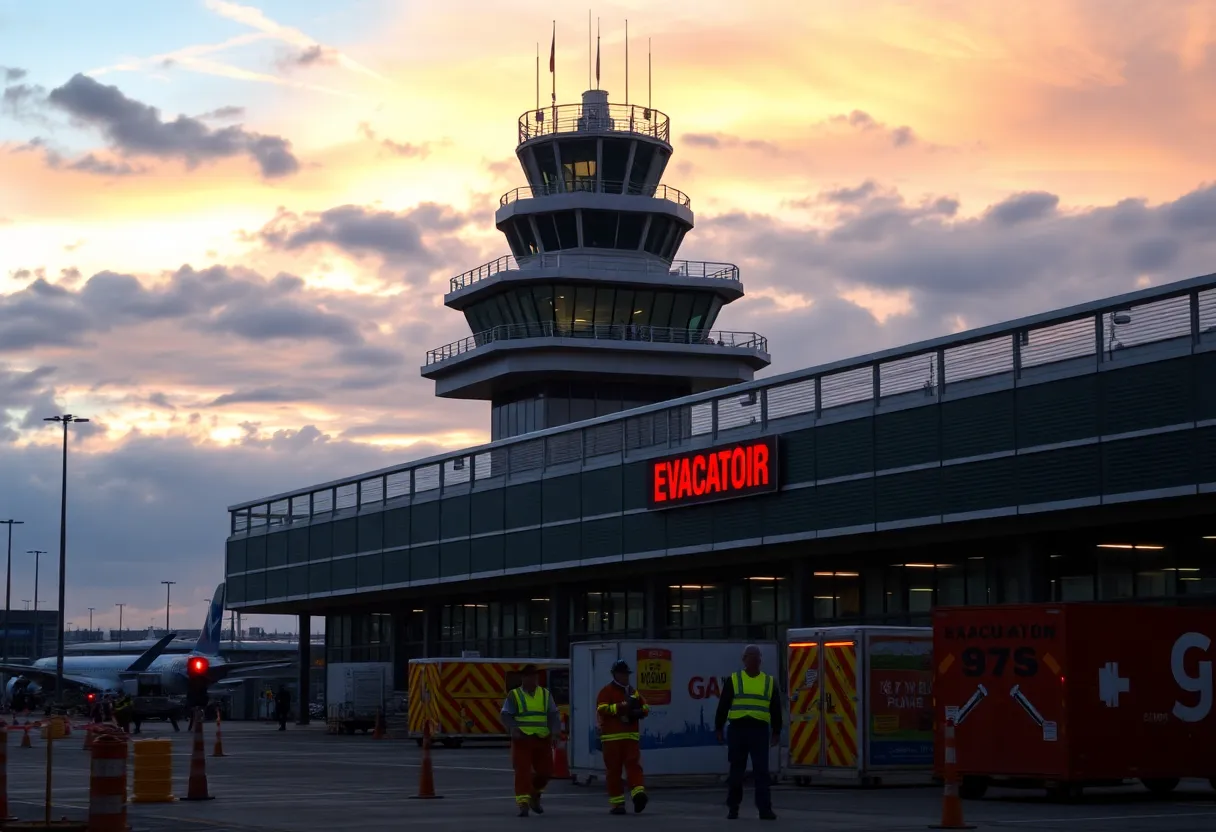 Hartsfield-Jackson Atlanta Airport control tower during ground stop.