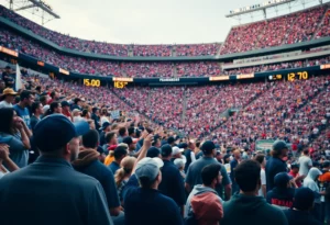 Fans enjoying a college football game in a stadium