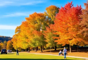 People enjoying outdoor activities in autumn in North Georgia