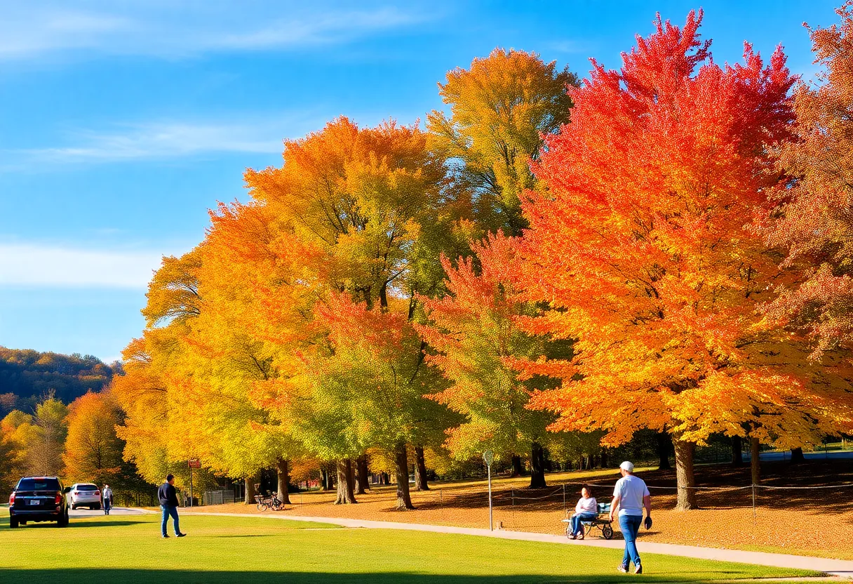 People enjoying outdoor activities in autumn in North Georgia
