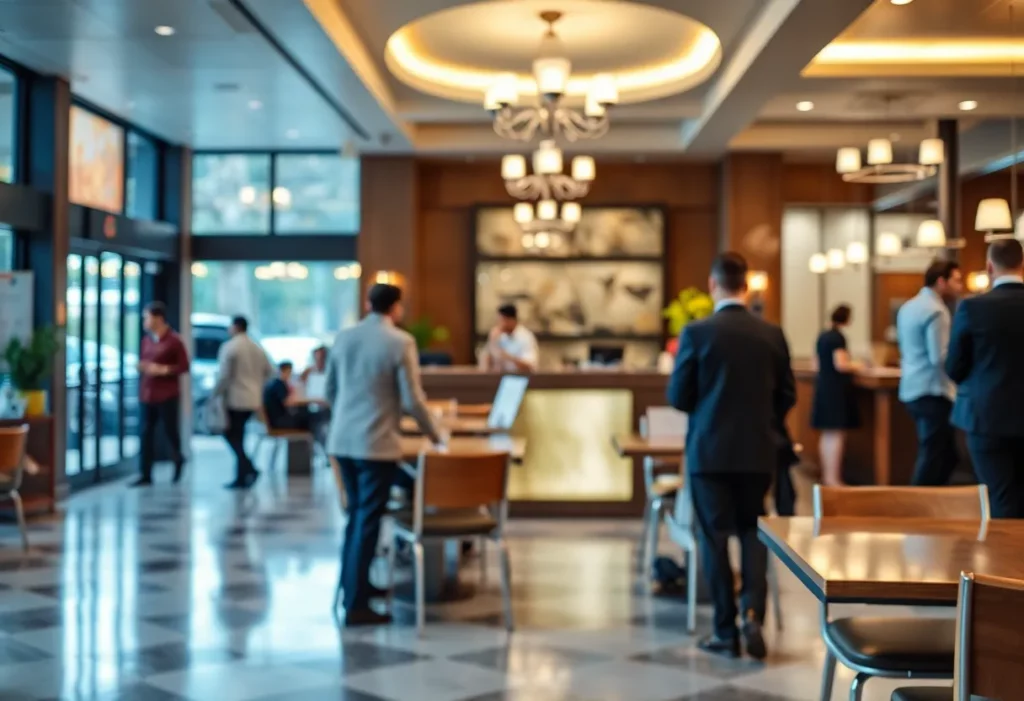 Interior view of Aviva by Kameel restaurant with security features displayed.