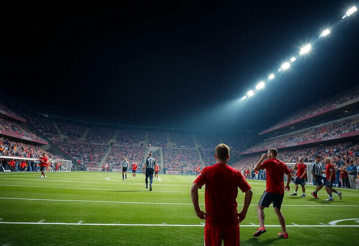 Buffalo Bills and Atlanta Falcons players competing on the field.