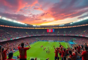Soccer fans at a farewell match for Brad Guzan
