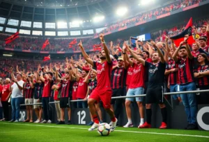 Fans celebrating the retirement of soccer goalkeeper Brad Guzan