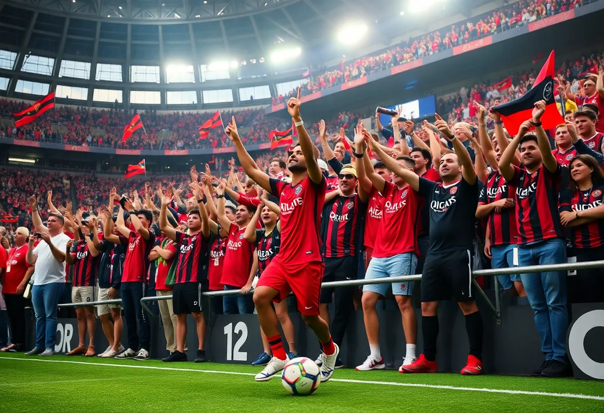 Fans celebrating the retirement of soccer goalkeeper Brad Guzan