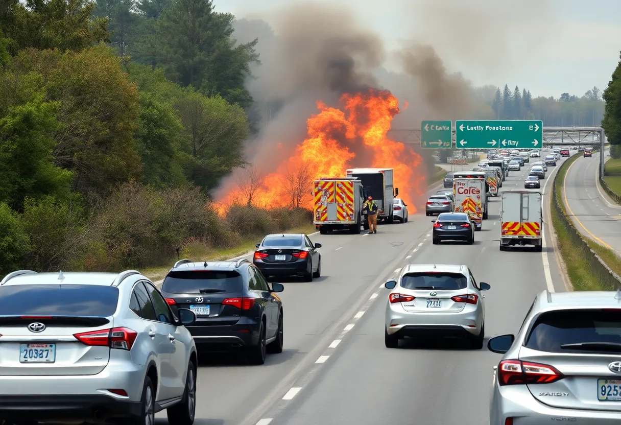 Brush fire causing traffic delays on Georgia 400 SB in Atlanta