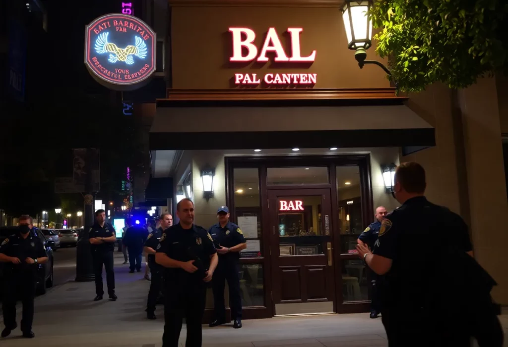 Police presence outside a bar in Buckhead Atlanta