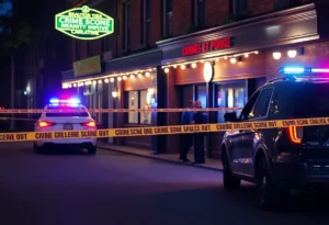 Police cordoning off a crime scene outside a bar in Buckhead, Atlanta.