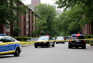 Police investigation scene outside Buckhead apartment complex