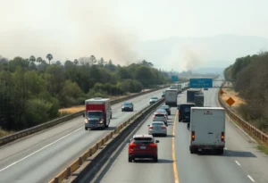 Traffic congestion caused by a brush fire on Buford Spring Connector