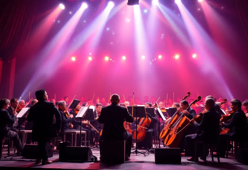 An orchestra performing during the Celestial Illuminations concert