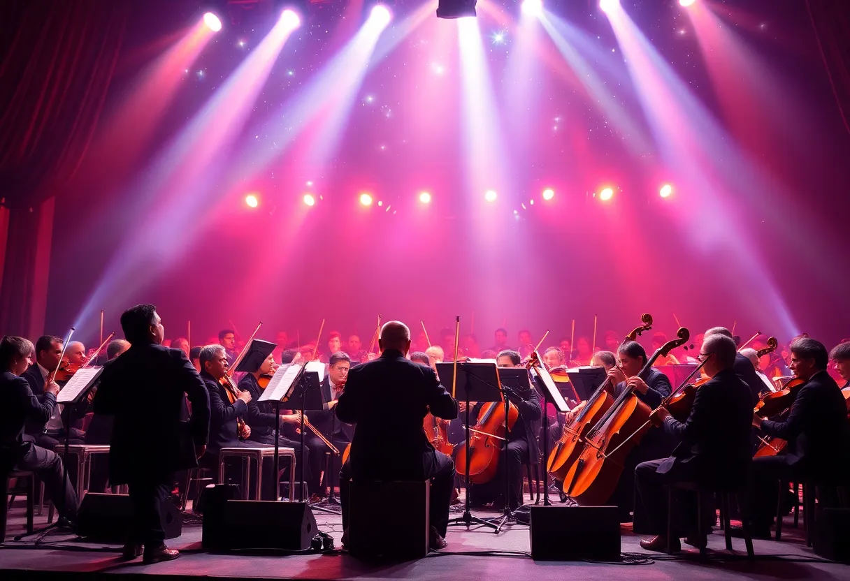An orchestra performing during the Celestial Illuminations concert