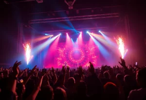 Crowd enjoying the Chris Brown concert at Bobby Dodd Stadium in Atlanta