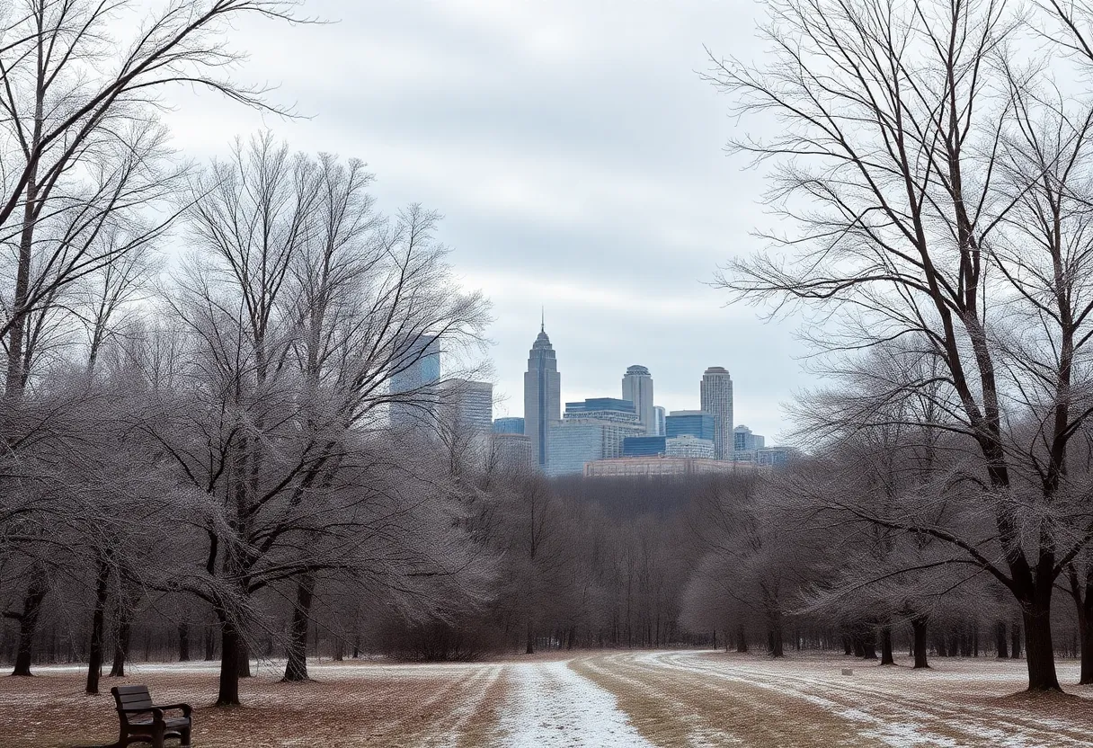 Cold winter morning view of Atlanta skyline
