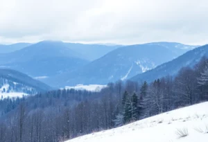Winter landscape in North Georgia during a cold spell