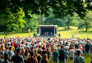 Crowd at Daniel Caesar's pop-up concert in Piedmont Park