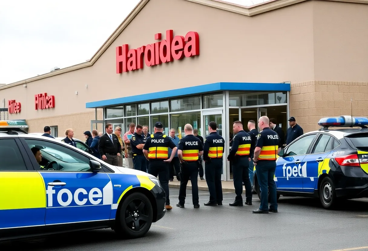 Police investigating a suspicious package outside Home Center Outlet