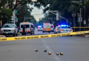 Crime scene on Flat Shoals Road with police presence