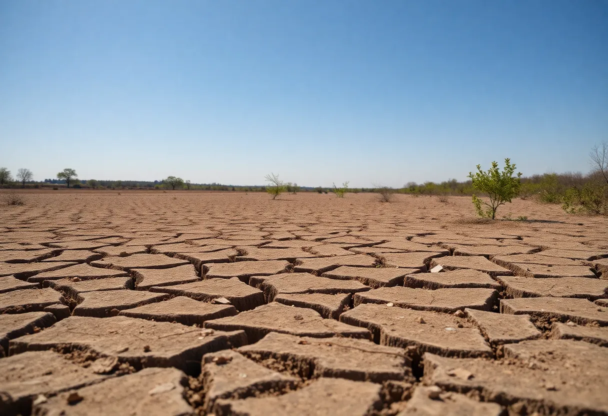 A dry and cracked landscape in Atlanta, Georgia.