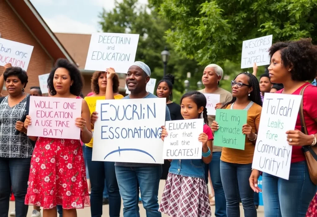 Community members gathered to discuss the potential closure of Dunbar Elementary School.