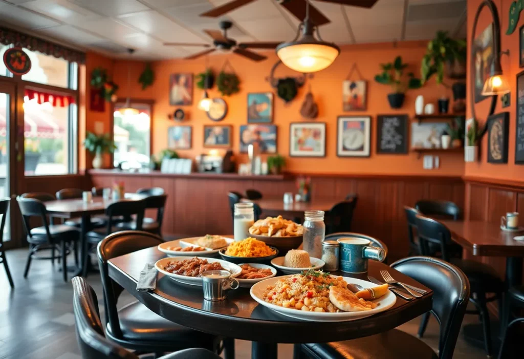 Interior of Eats restaurant with homestyle dishes