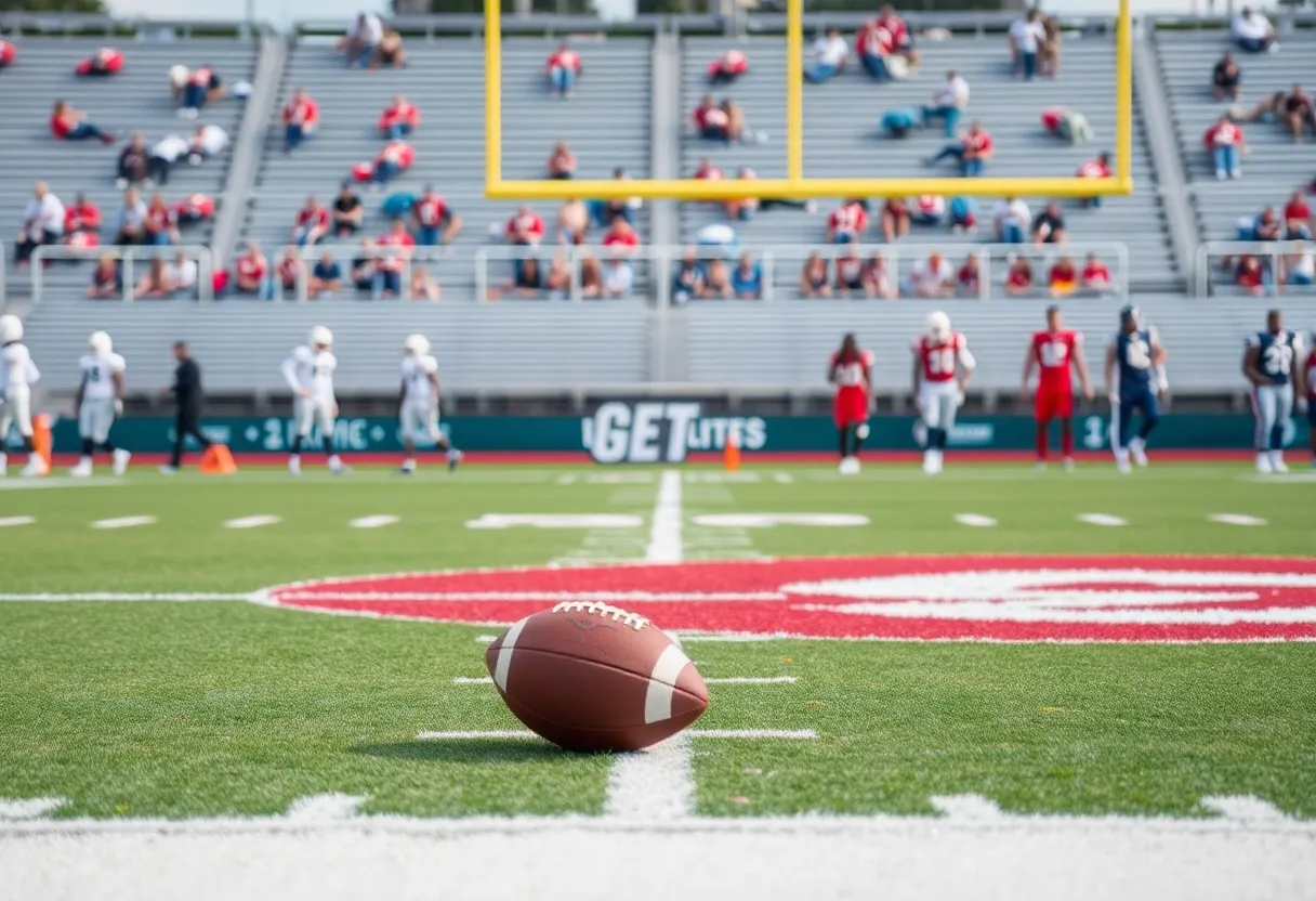 Atlanta Falcons practice field with empty benches