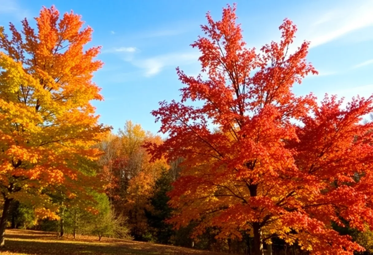 Fall colors in Metro Atlanta with a clear sky