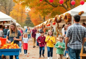 Families participating in fall activities at a festival in Georgia