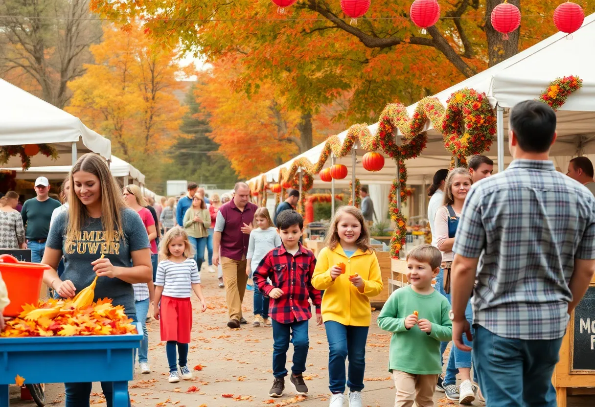 Families participating in fall activities at a festival in Georgia