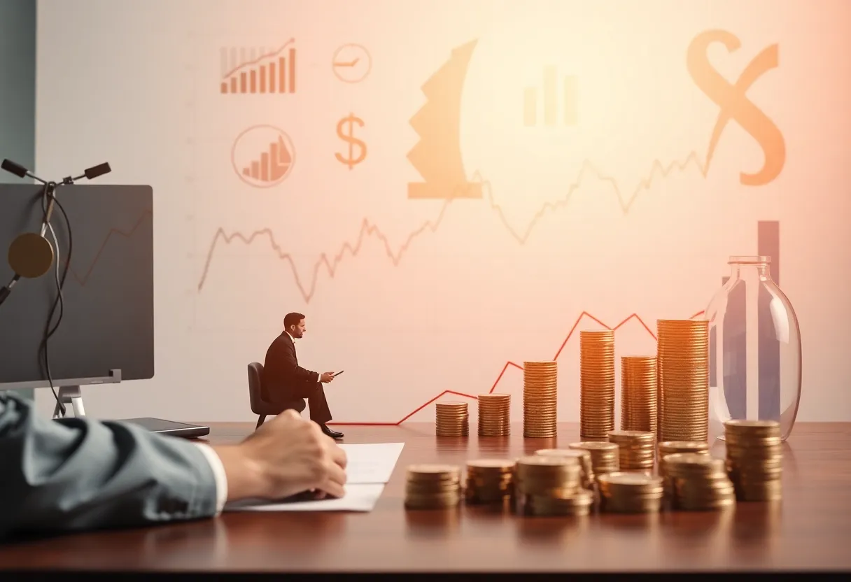 Illustration of economic discussions related to tariffs and inflation