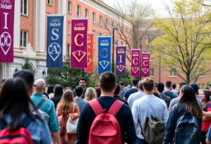 Campus view showing fraternity houses at Georgia College