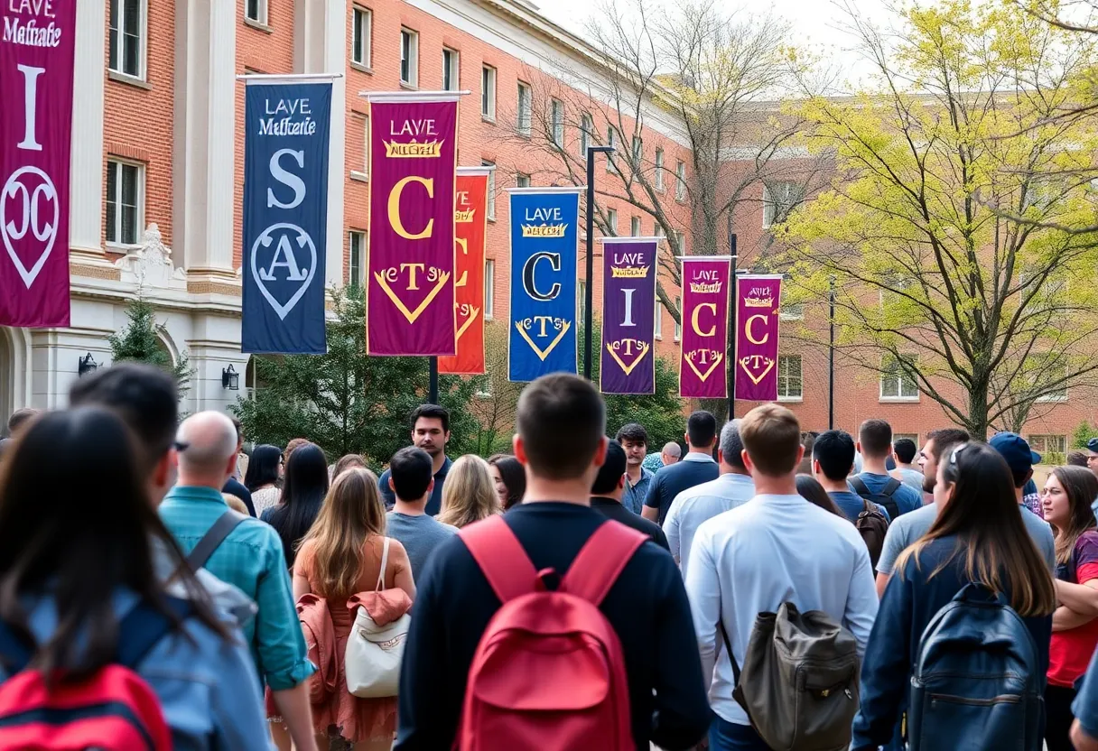 Campus view showing fraternity houses at Georgia College